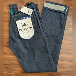 NWT LEE 101 x  PENDLETON SALVAGE DENIM JEANS VERY RARE  MADE U.S.A SIZE 31X32